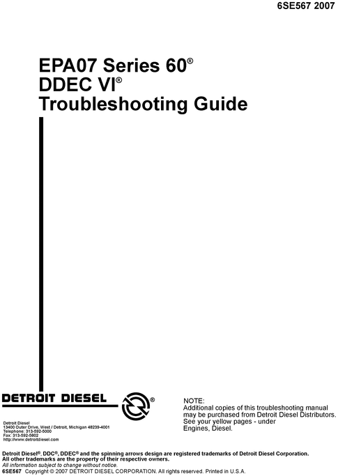 Product picture DETROIT DIESEL SERIES 60 DDEC VI TROUBLESHOOTING GUIDE