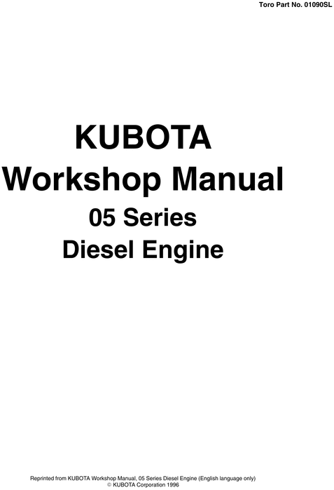 Product picture KUBOTA 05 SERIES ENGINE WORKSHOP MANUAL