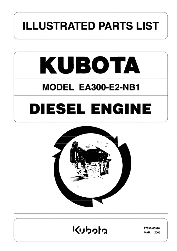 Product picture KUBOTA EA300 DIESEL ENGINE PARTS LIST